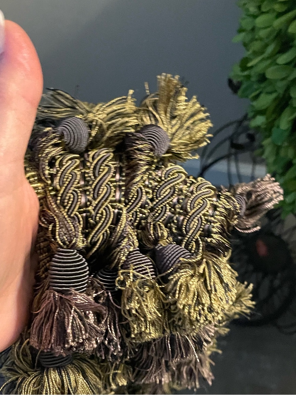 Five Yards + 31 inches Decorative Plum & Gold Tassel Trim! (Continuous Piece) - Picture 3 of 9